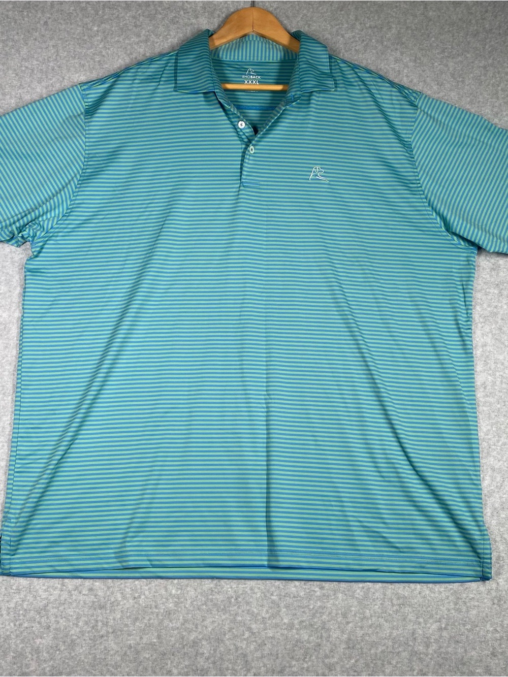 Rhoback Men's XXXL Short Sleeve Green/Blue Striped Polo Shirt